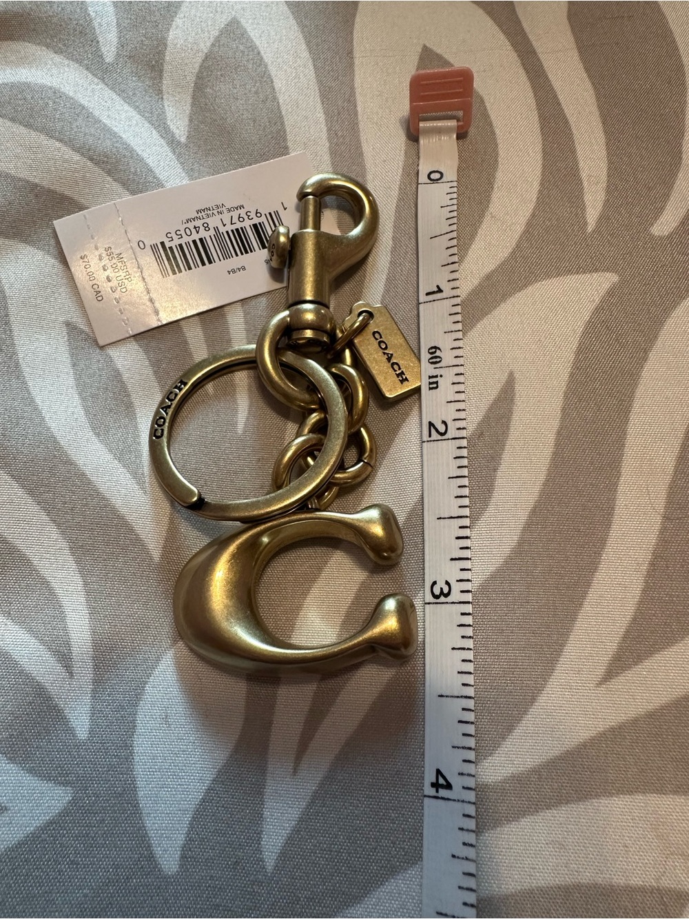 Coach Brass-Tone C Keychain Charm